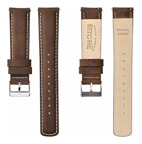 Malla Para Rejoj Analogico Cuero Genuino Brown W Silver 24mm