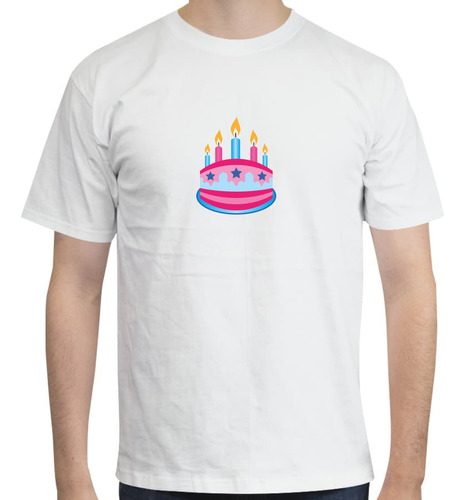 Playera Diseño Feliz Cumpleaños Pastel Velas Estrellas