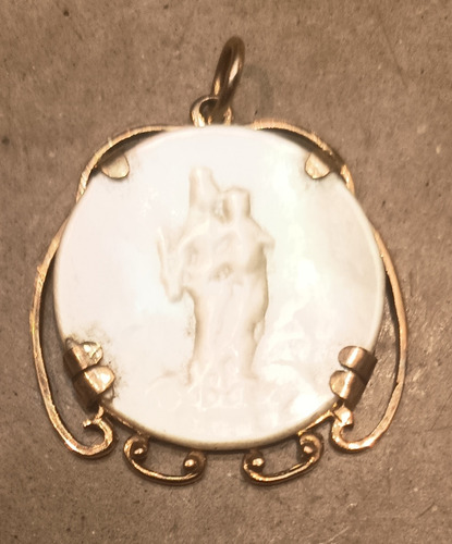 Antigua Medalla Virgen María Nacar Y Oro, Impecable.