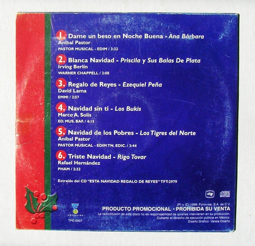 Bukis, Ana Barbara, Rigo Tovar, Cd Sampler Navideño 1999 | MercadoLibre Bukis, Ana Barbara, Rigo Tovar, Cd Sampler Navideño 1999 | MercadoLibre