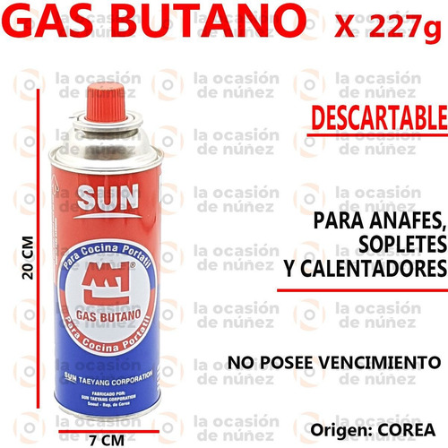 Imagen 2 de 6 de Cartucho Gas Butano 227gr Caja X 1 Garrafa Camping Anafe