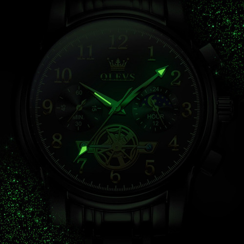 Reloj Olevs Chronograph Tourbillon Luminous Color Del Fondo Dorado
