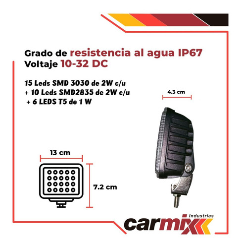 Faro Led 56w Alto Alcance 3 Funciones Alta/baja/intermitente