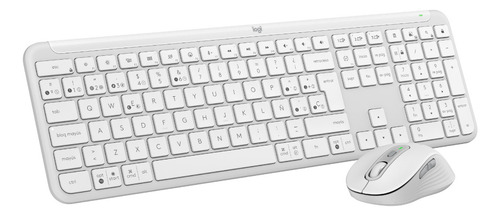 Kit Teclado Y Mouse Logitech Mk950 Blanco Español Qwerty Blanco Blanco