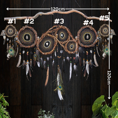 Atrapasueños Plumas Naturales Cuarzo Calcita Alta Calidad