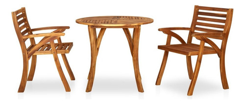 Juego De Comedor De Jardín De 3 Piezas De Madera De Acacia Estructura Café