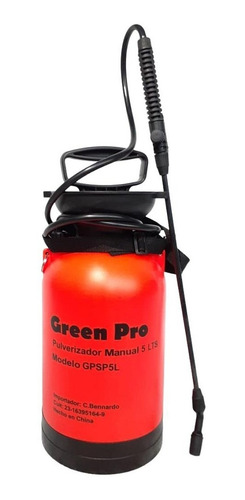 Imagen 1 de 5 de Pulverizador Fumigador Manual 5 Litros A Presión Green Pro