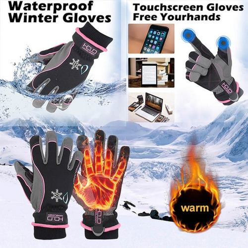 Imagen 2 de 6 de Guantes Moto Handlandy Termicos Impermeables Thinsulate Rosa