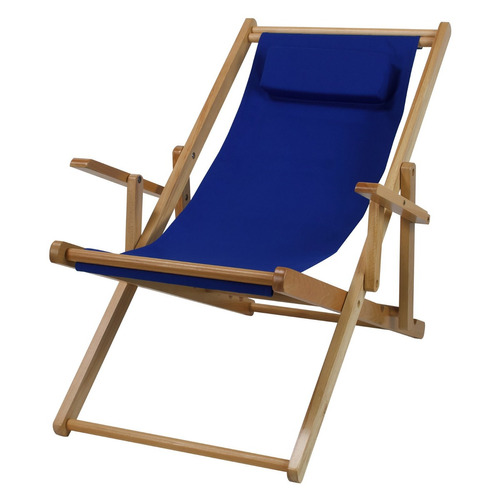 Silla Con Marco Natural Real En Lona Casual Home Azul