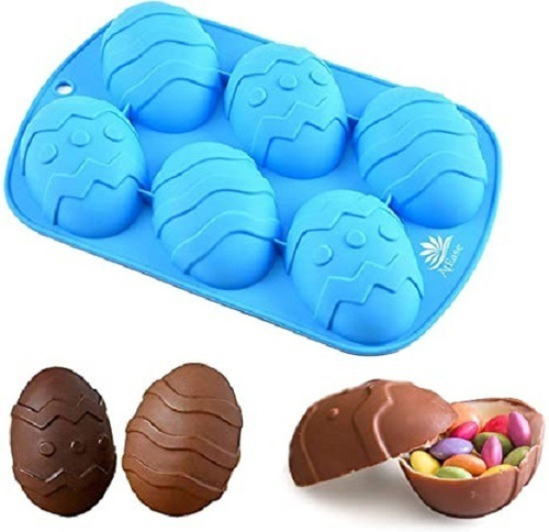 Imagen 2 de 2 de Placa Molde De Silicona Para 6 Huevos De Pascua Decorado