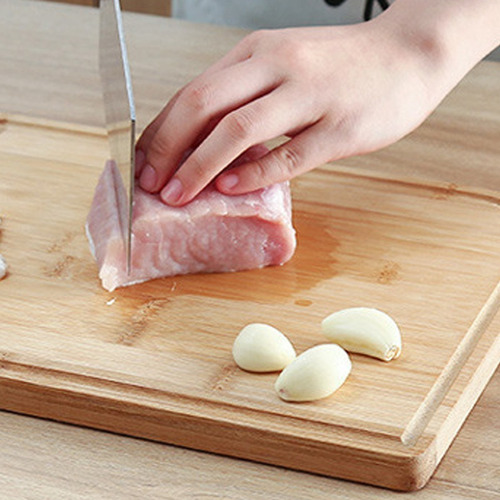 Tábua Corte Carne Churrasco Bambu 38x28cm Rústica Cozinha Cor Madeira Liso