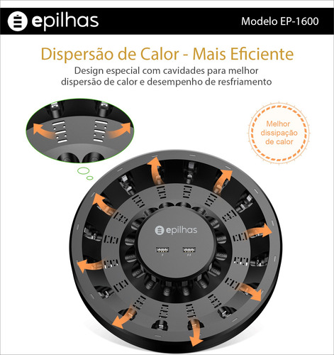 Carregador Ep-1600 Com 16 Pilhas Aa Fujitsu Standard 2000mah