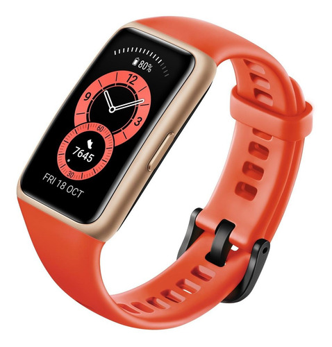 Imagen 3 de 4 de Huawei Band 6 1.47" caja de polímero gold malla amber sunrise de silicona FRA-B19