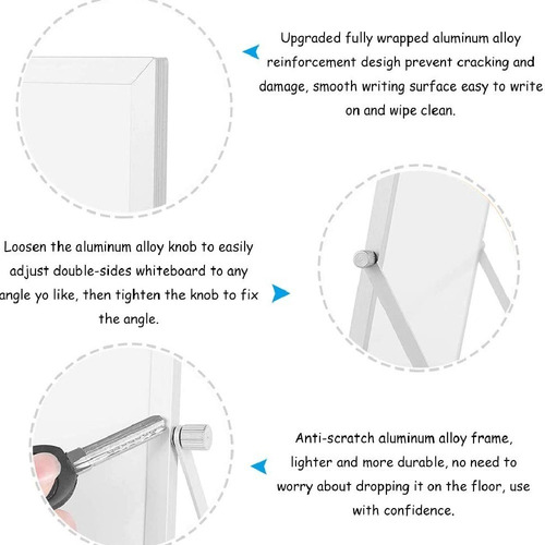 Lousa Magnética Quadro Branco Giratório C/ Suporte De Mesa