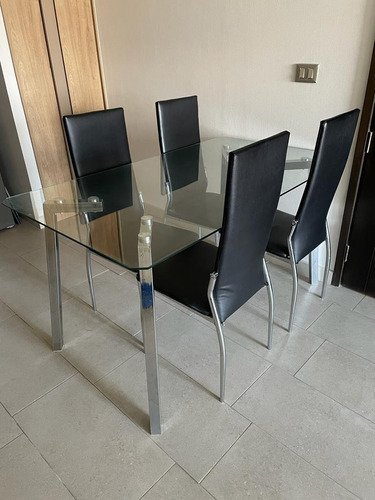 Juego De Comedor, Metal Y Vidrio (se Vende Por Mudanza)