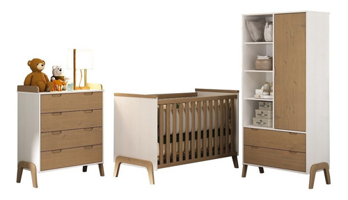 Imagen 1 de 9 de Juego De Dormitorio Infantil Bebe Cuna Comoda Ropero V Lcm