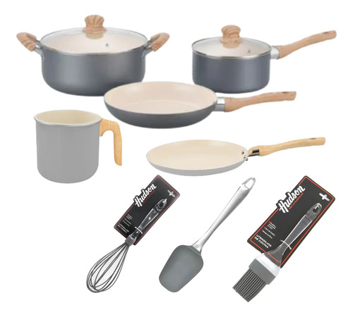 Set Panquequera Jarro Utensilio Gris Crema Hudson Original