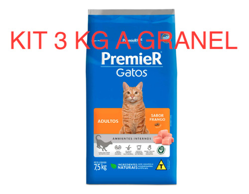 Kit 3 Kg Ração A Granel Premier Gatos Adultos Frango