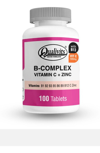 Qualivits B-complex + Vitamina C + Zinc 100 Tabletas Sabor Sin sabor