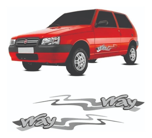 Adesivo Faixa Lateral Fiat Uno Way 2013 Uno Way Ondas Cor Cinza