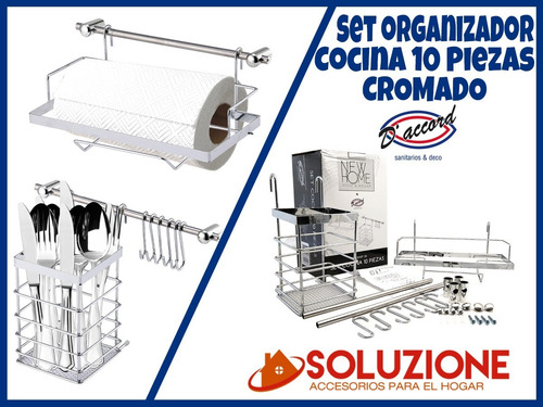 Set Barral Cocina 10 Piezas Colgar Acero Cromado Oferta !!!!