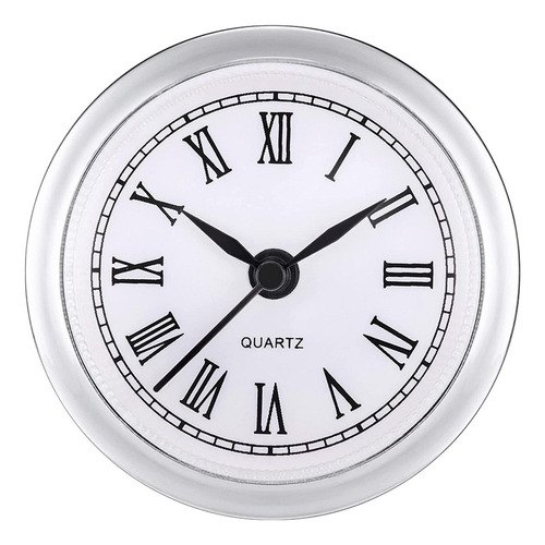 L Round Quartz Clock Insert, Argent Argent