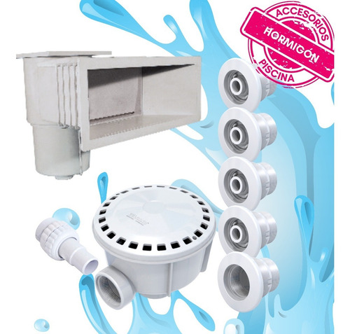 Imagen 1 de 10 de Kit Pileta Hormigón: Skimmer Grande Fluvial + Acces Vulcano