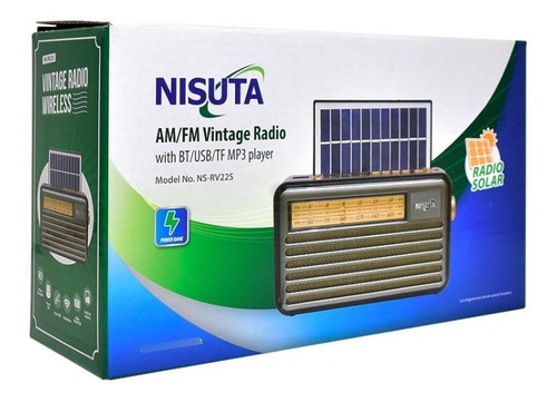 Radio Retro Nisuta Nsrv22s Parlante Bluetooth Fm/am Solar