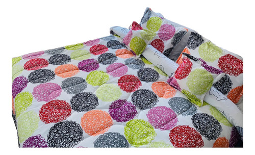 Cubrelecho Edredón Para Cama Doble Estampado Doblefaz 5 Pcs