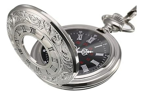 Reloj De Bolsillo Vintage De Acero Con Cadena