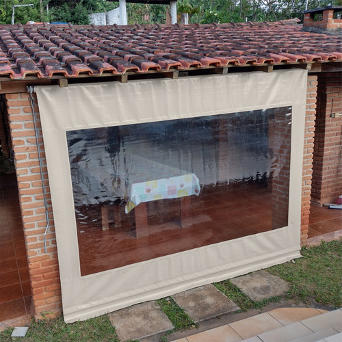 Toldo Completo Com Tubos Sob Medida 4,60 X 3,50 Retrátil Cor Areia com Visor