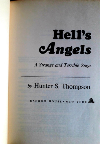 Hell's Angels. Hunter S. Thompson. Primera Edición, 1967 (Usado)