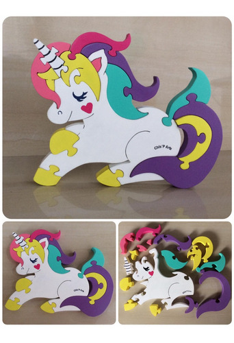 Juego Didactico Rompecabezas Unicornio Para Niñas. Cotillon