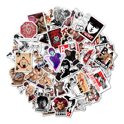 Pack 50 Stickers Adhesivo Anime Baki The Grappler