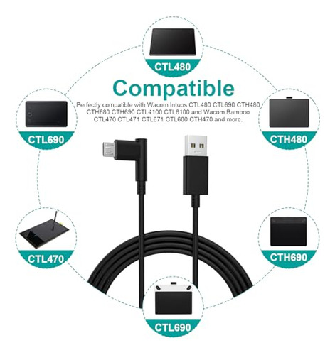 Cable Micro Usb Compatible Con Wacom-intuos Ctl480 Ctl490 Ct