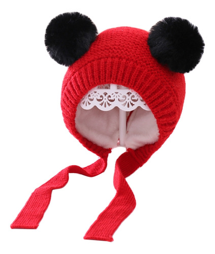 Gorro De Punto Para Bebé Con Doble Pompón Y Orejas Forradas