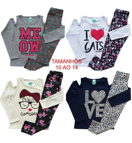 Kit Lote 5 Conjuntos Infantil Feminino Roupa Inverno Atacado
