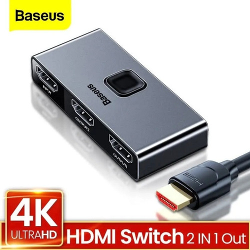 Imagen 1 de 9 de Adaptador Hub Splitter Switch Hdmi 2x1 4k 2 Salidas Baseus 