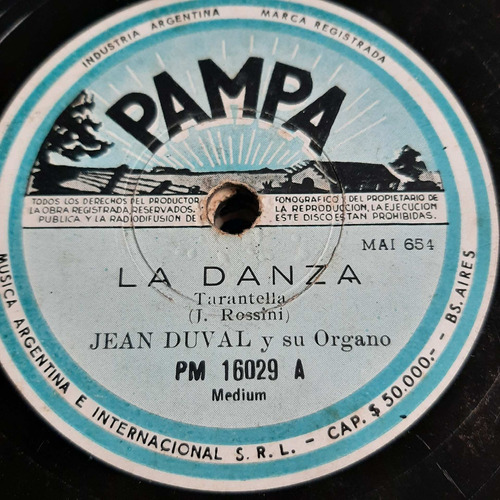 Pasta Jean Duval Y Su Organo Pampa C384