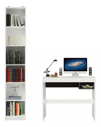 Mueble Escritorio Pc Madesa E Estante Librero Organizador Blanco - Promart