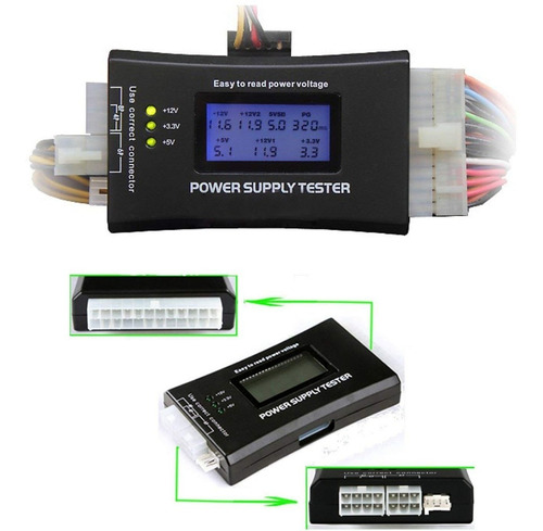 Probador Tester Fuente Poder Con Lcd 20 24 Pines Sata