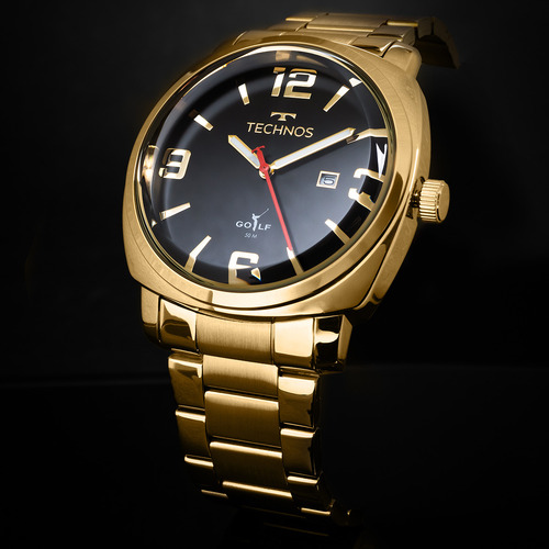 Relógio Technos Masculino Golf Dourado - 2115txd/1p Bisel Preto