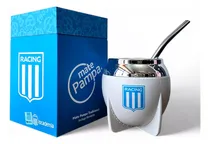 Comprar Mate Pampa Racing Club Termico Tipo Torpedo + Bombilla Color Blanco