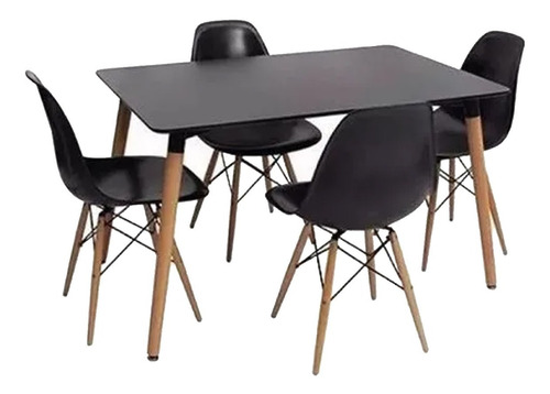 Juego De Comedor Eames Mesa Rectangular + 4 Sillas.