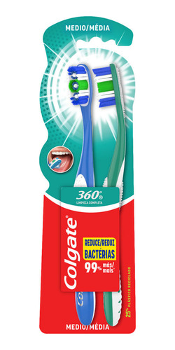 Cepillo Dental Colgate 360 ° Medio X 2 Un
