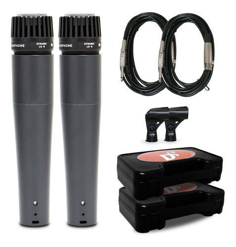 Kit Arcano 2 Microfones Dinâmicos Renius-7 Com Cabo Xlr-p10