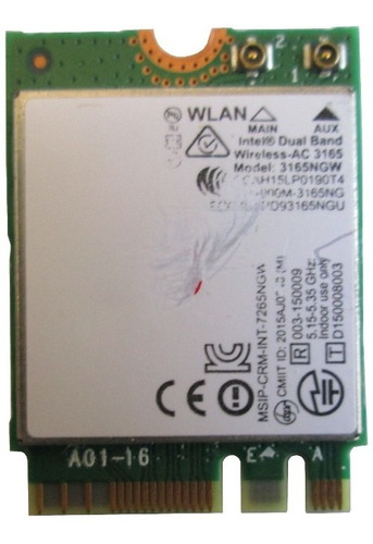 Tarjeta Wireless 3165ngw Dell 15 7568 P55f P55f002 35123-001