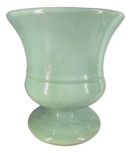 Vaso De Cerâmica Grego Verde Decorativo Mesa Festa Plantas Liso