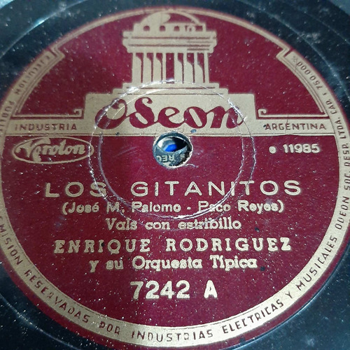 Pasta Enrique Rodriguez Su Orq Tipica Odeon C183