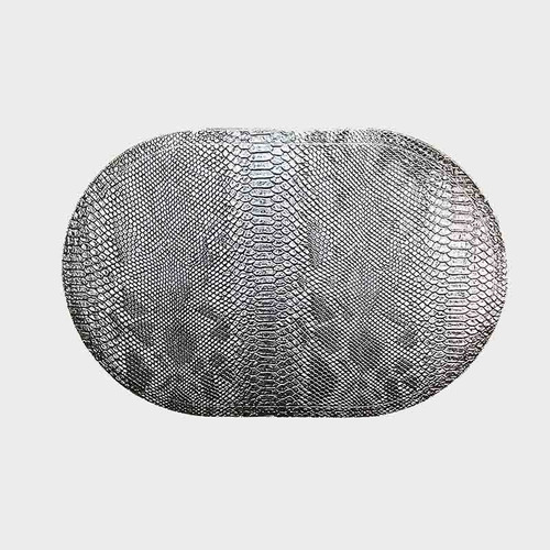      Individual 30x45cm Oval Piel Plateado